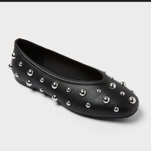a new day Black Flats with Silver Studs